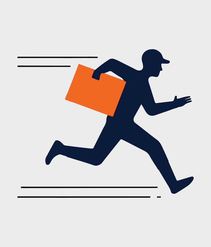Running worker logo template. vector
