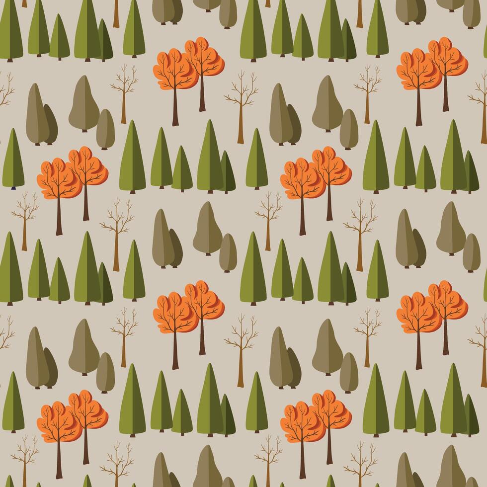 Seamless pattern of various autumn trees vector