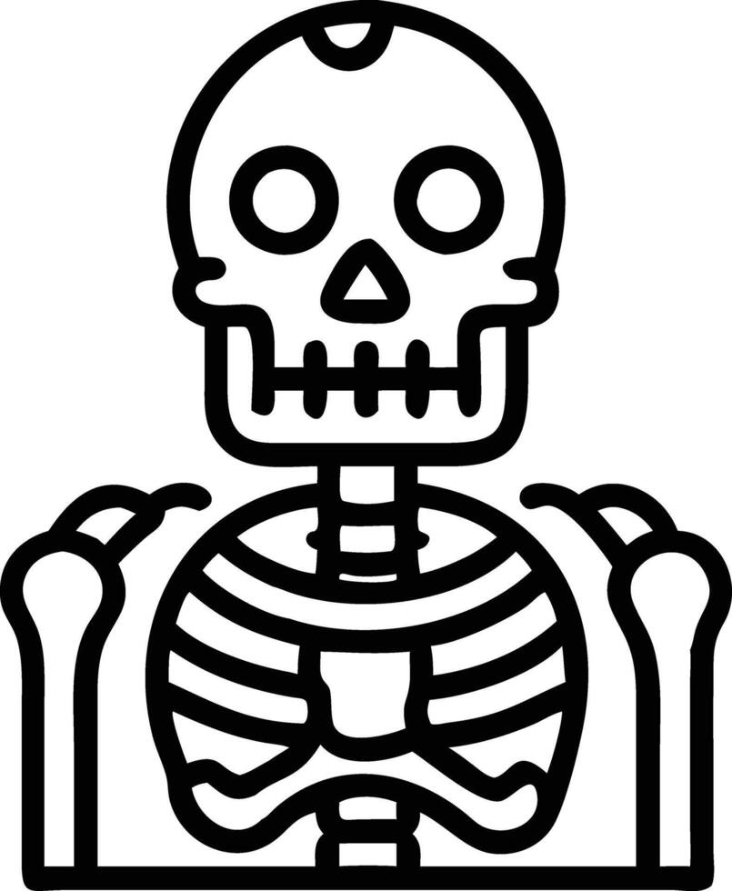 A skeleton is shown in a line drawing vector