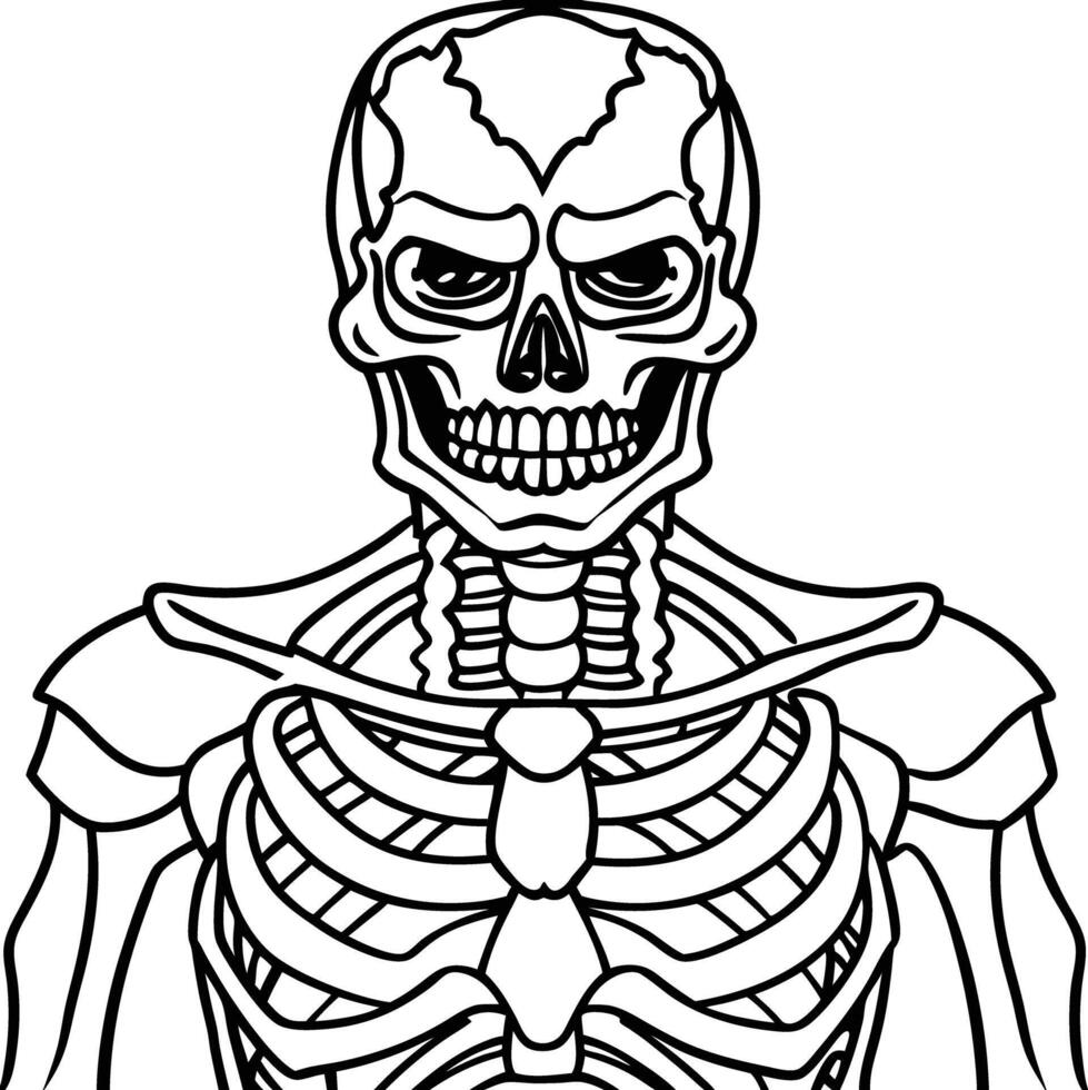 A skeleton with a skeleton face coloring page vector