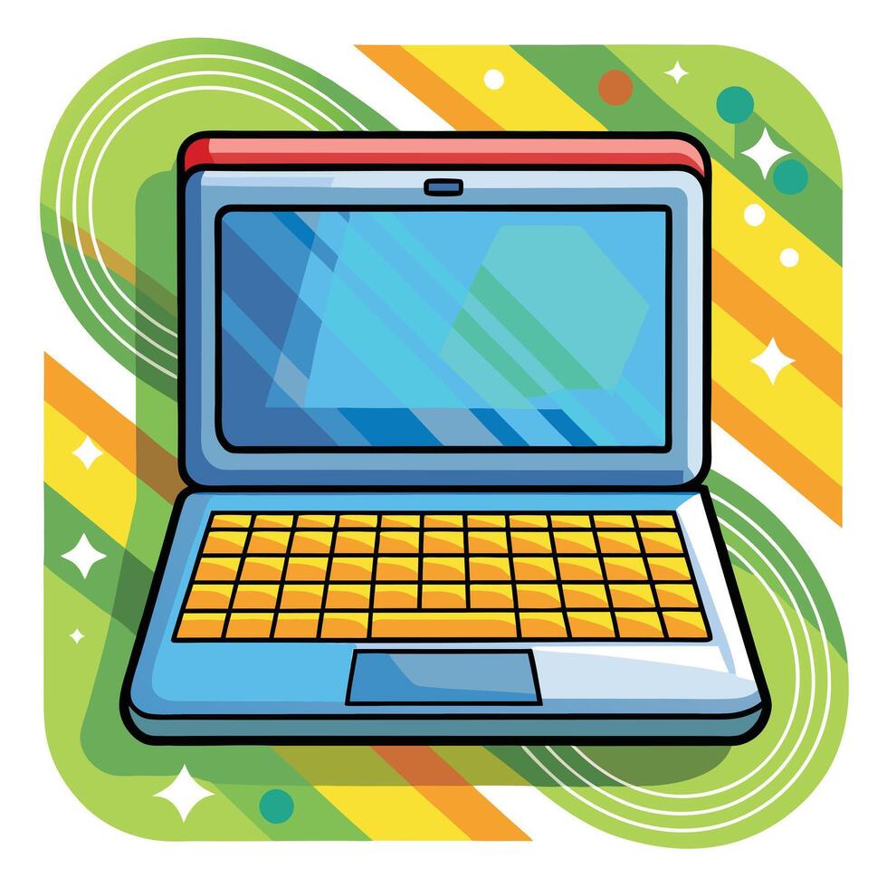 A colorful laptop computer on a colorful background vector
