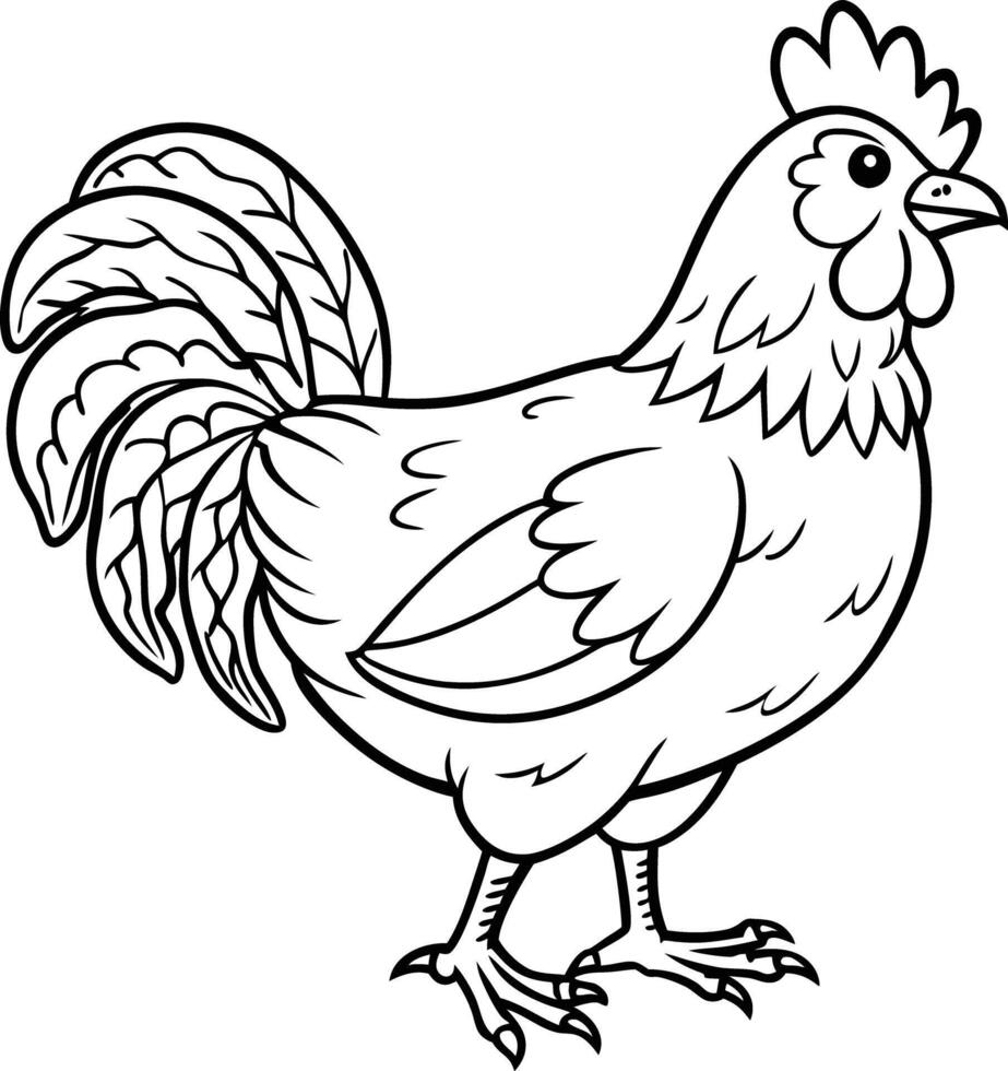 A chicken coloring page for kids vector