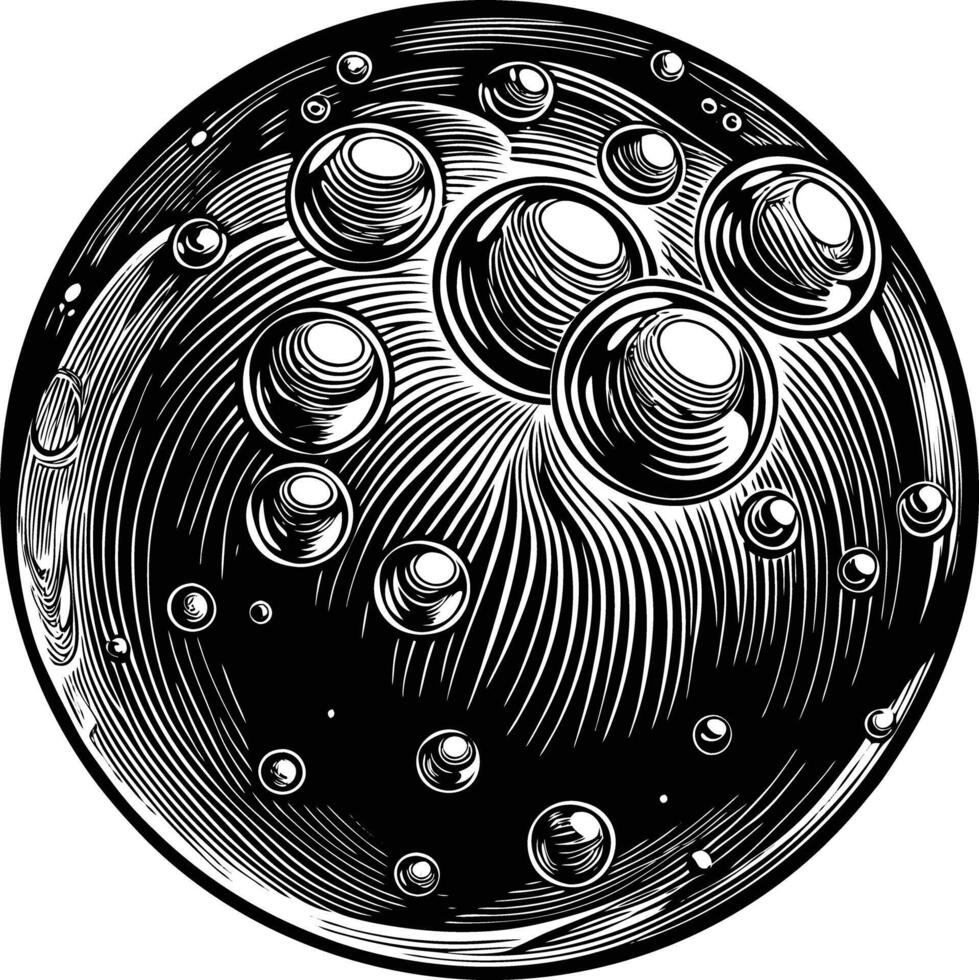 A black and white drawing of bubbles in a circle vector