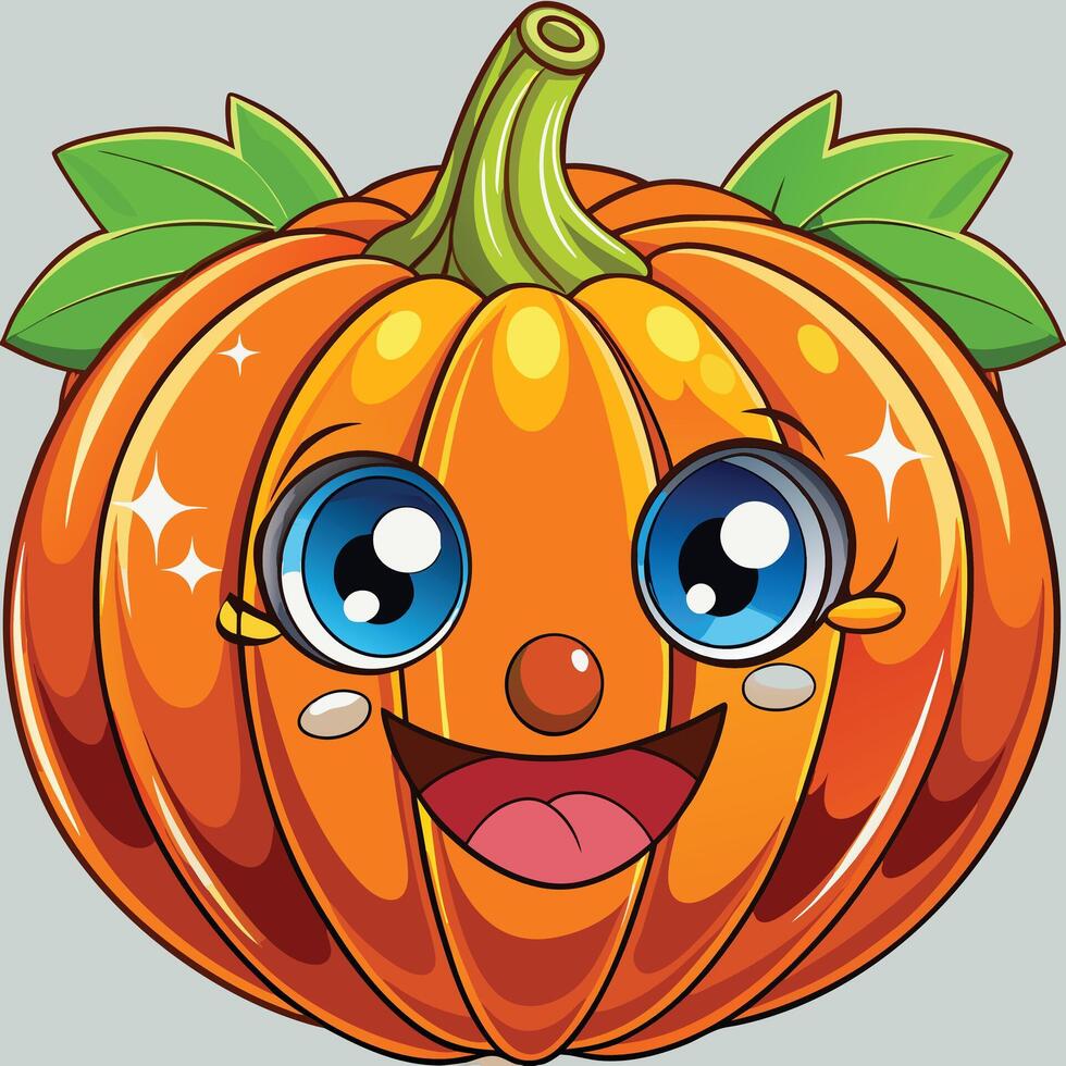 A cartoon pumpkin with blue eyes and a smile vector