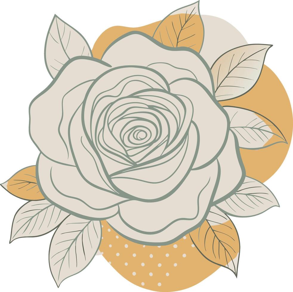 A rose with leaves and a dot pattern vector