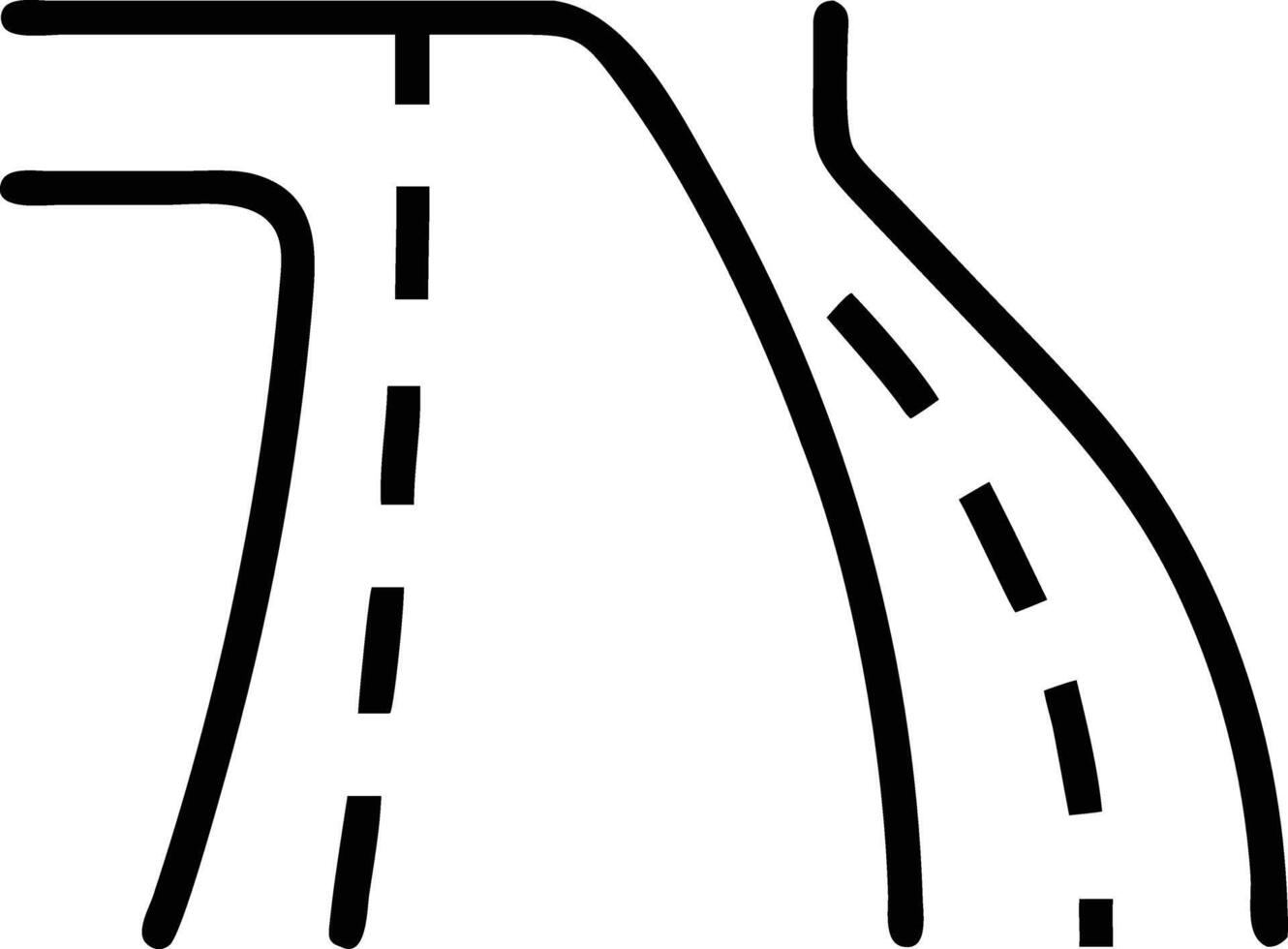 A black and white line drawing of a road vector