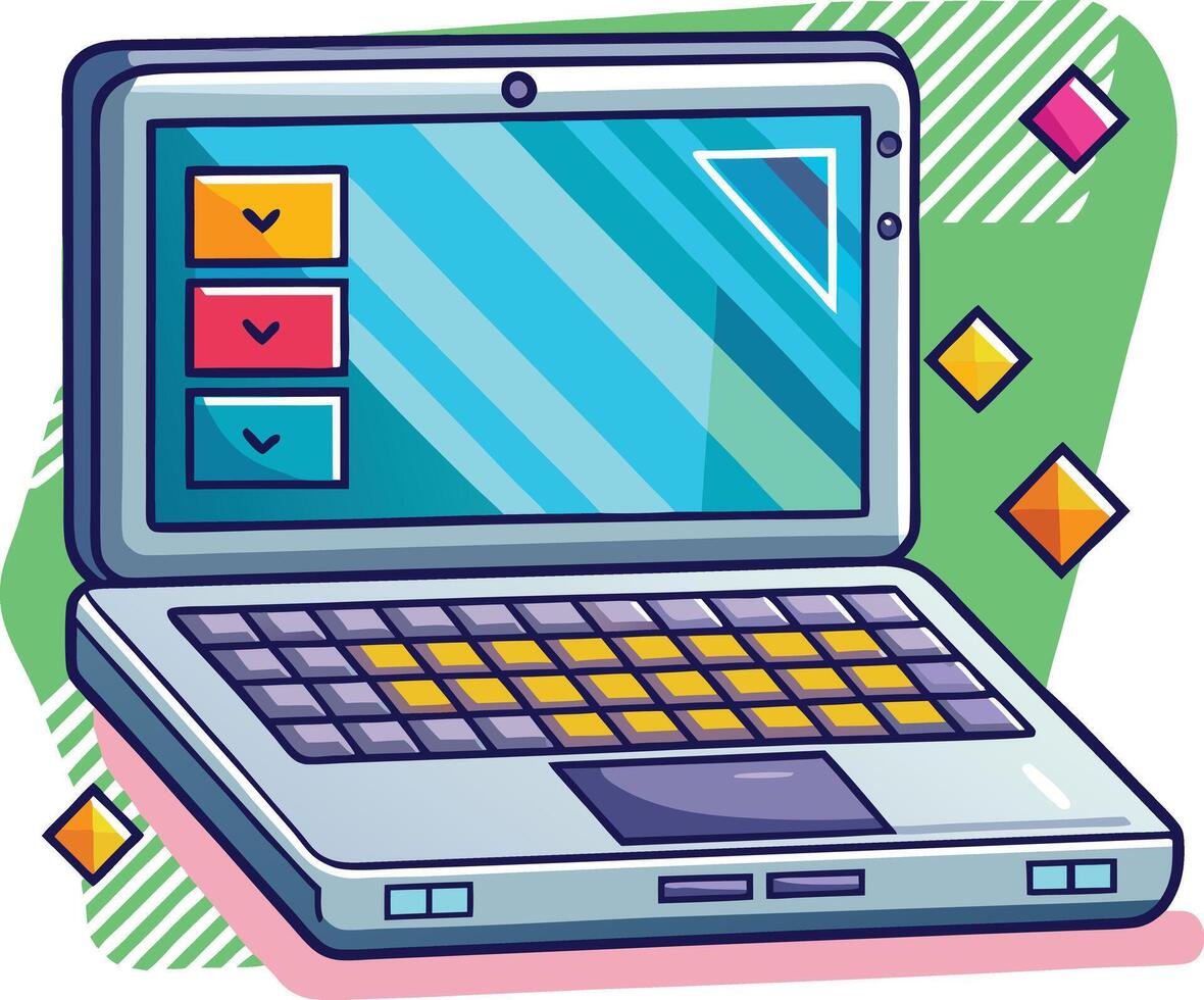 un ordenador portátil computadora con un teclado y un pantalla vector