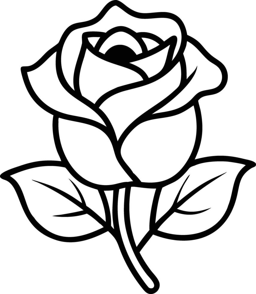 A rose is shown in black and white vector