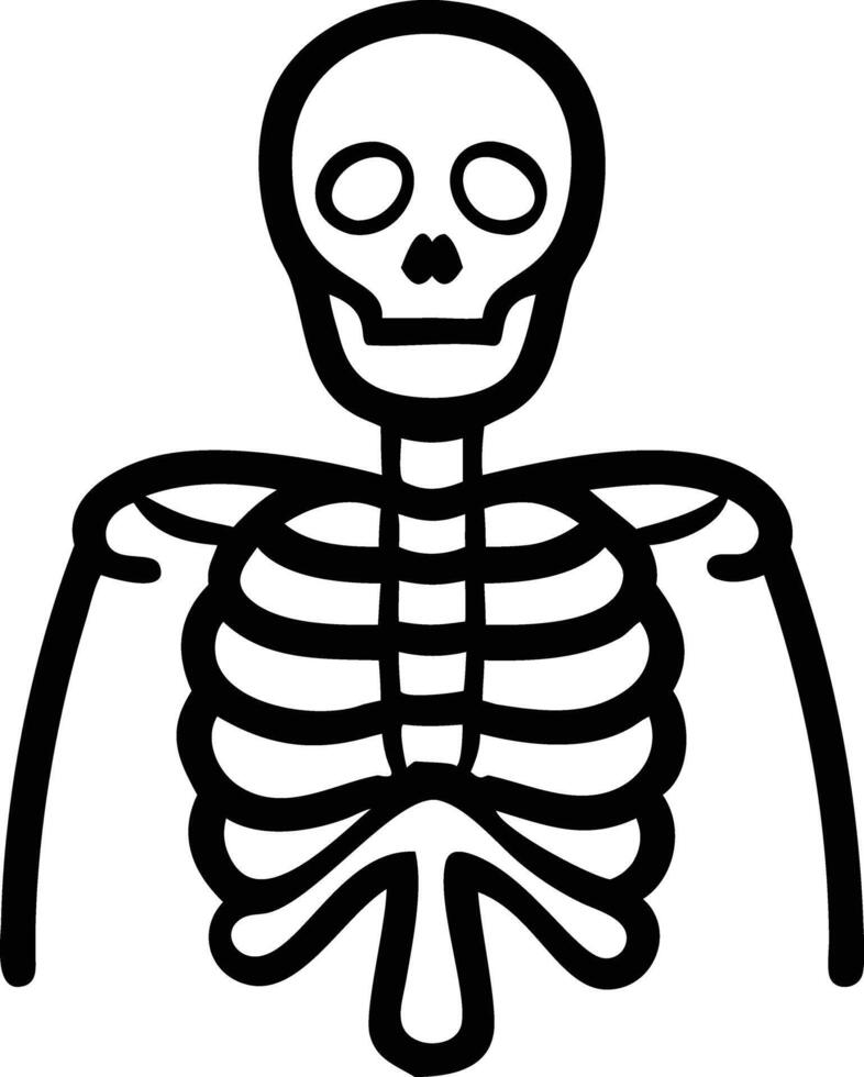A skeleton is shown in a black and white drawing vector