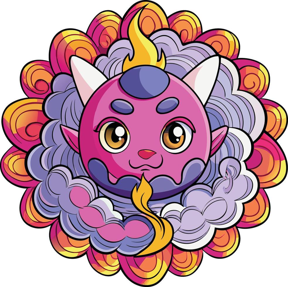 A cartoon character with a purple and pink face vector