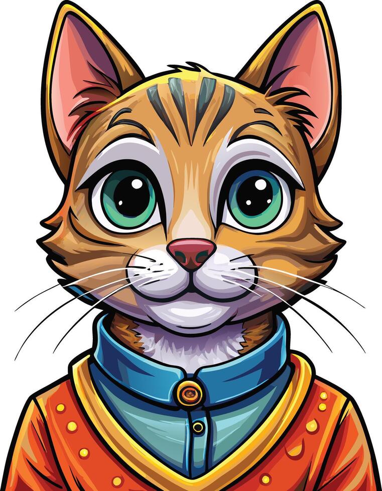 A cartoon cat wearing an orange sweater vector