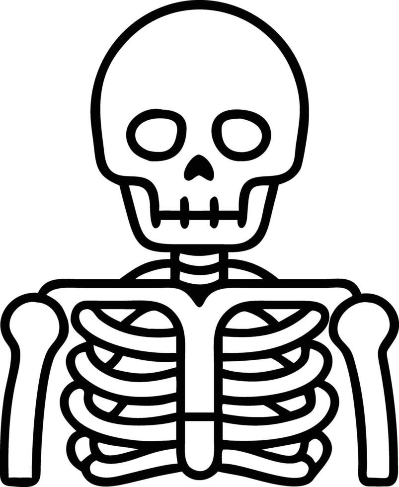 A skeleton is shown in a line drawing vector