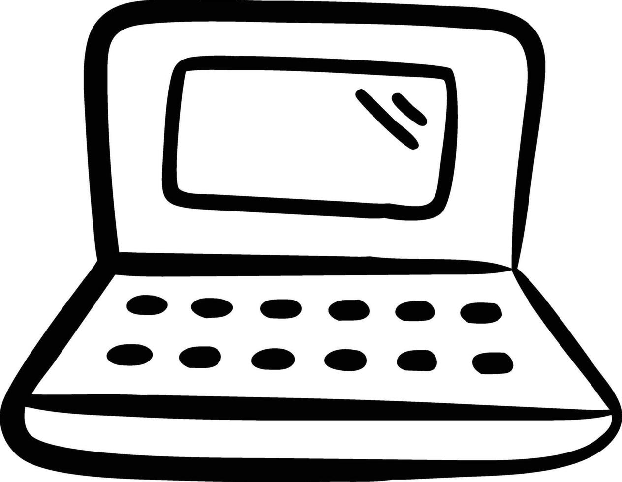 A black and white drawing of a laptop computer vector