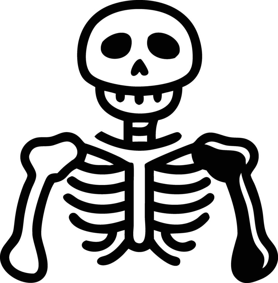 A skeleton is shown in black and white vector