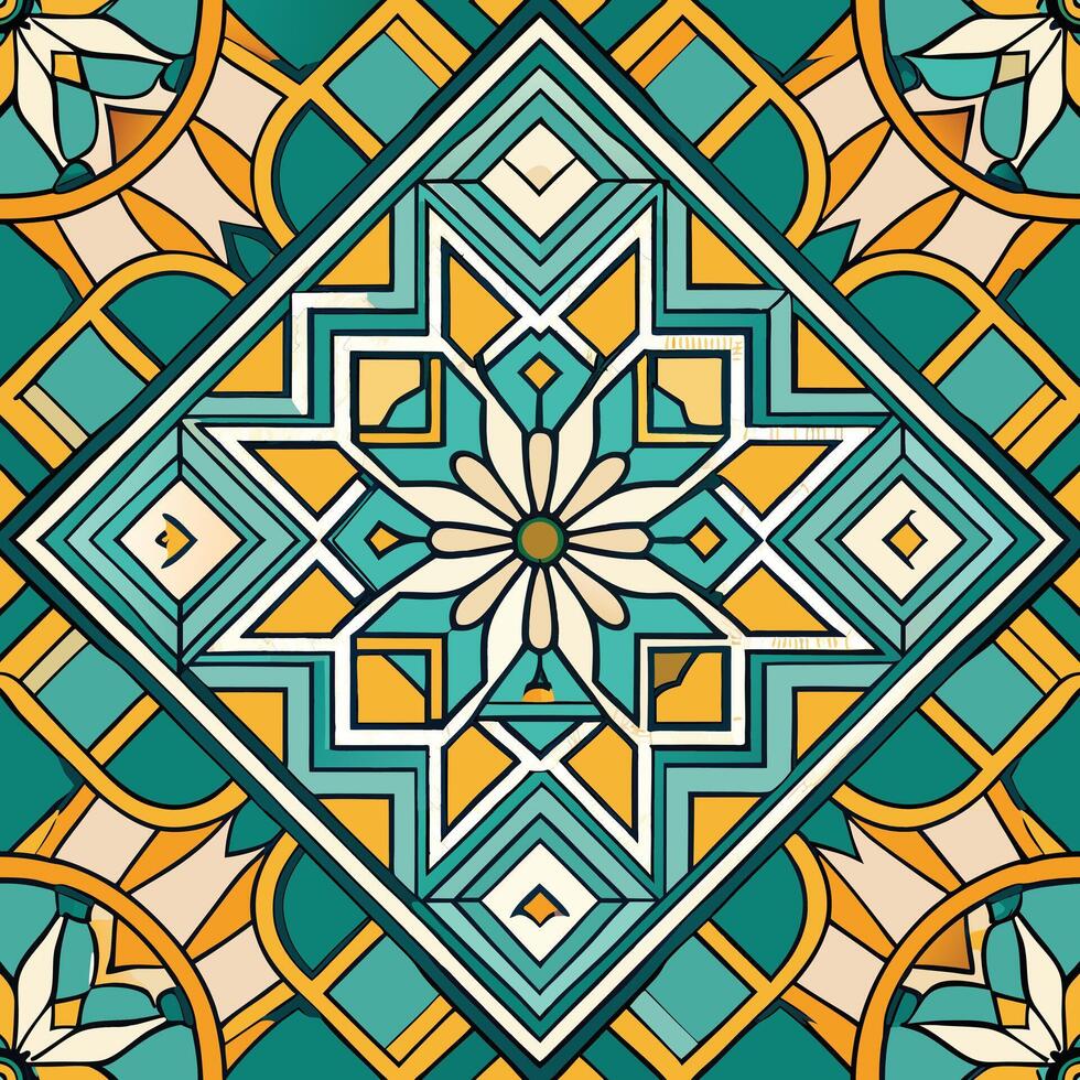 A square pattern with geometric shapes and colors vector