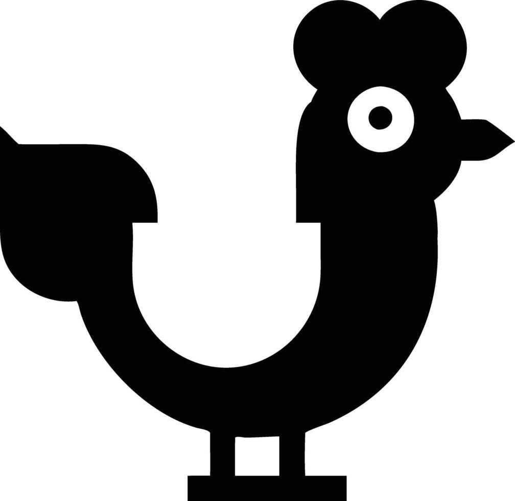 A black and white chicken icon vector