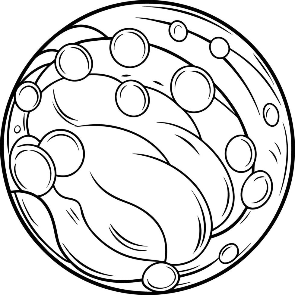 A black and white drawing of a sphere with bubbles vector
