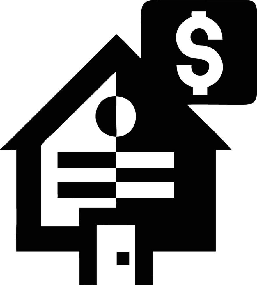 A house with a dollar sign and a dollar sign vector
