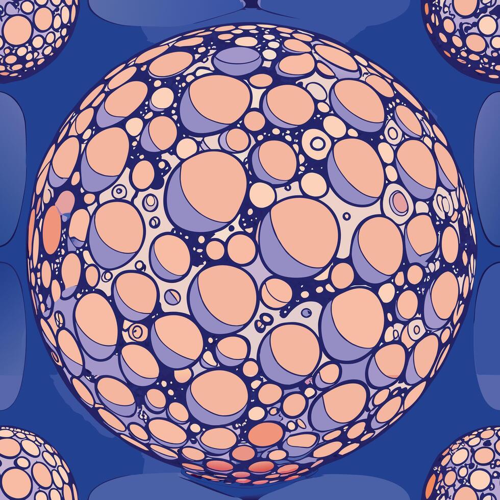 A ball of bubbles in a blue and pink background vector