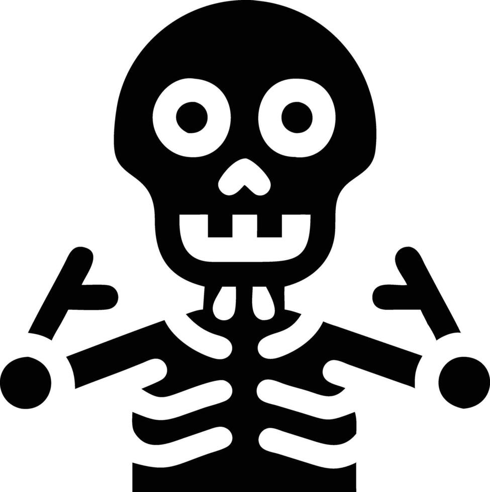 A black and white skeleton with two hands vector