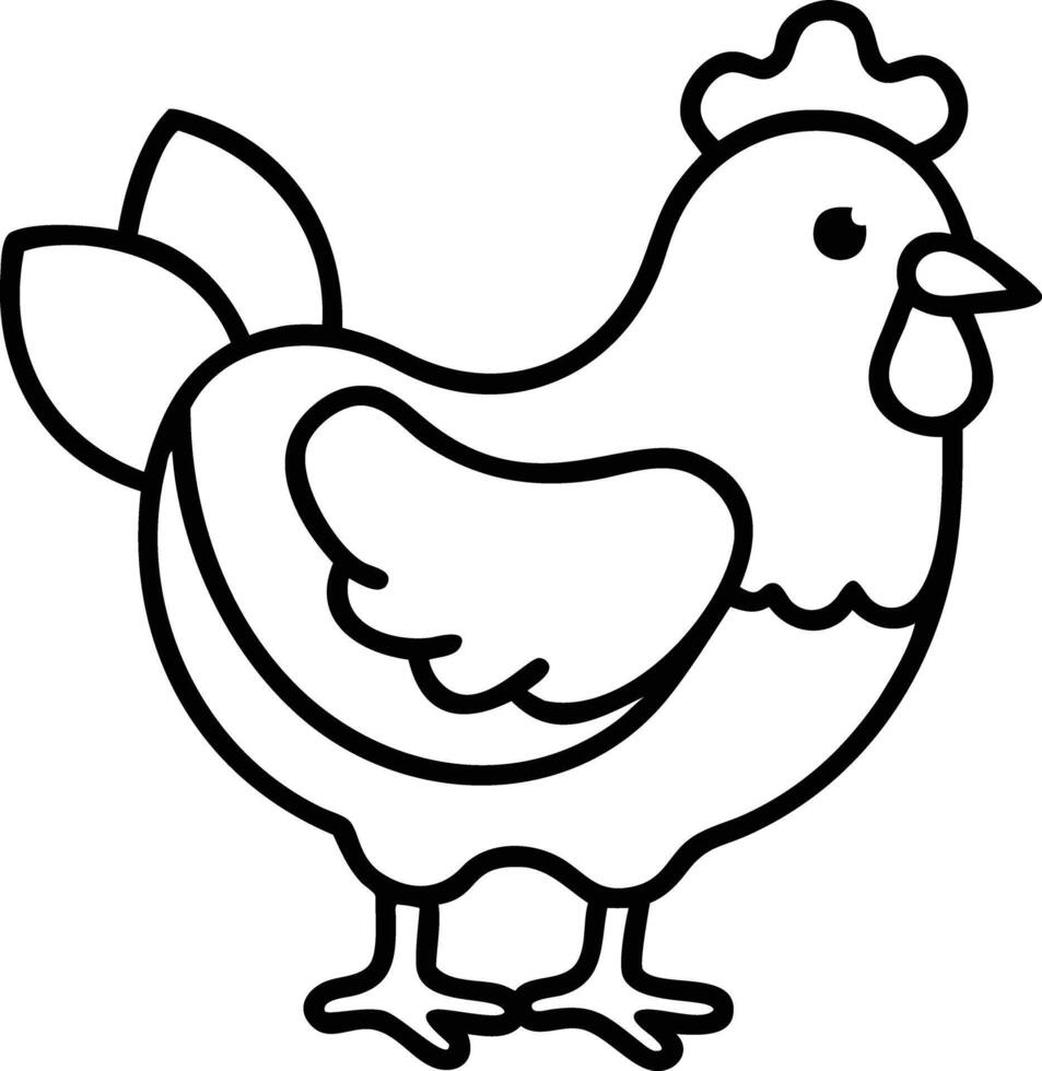 A chicken coloring page for kids vector