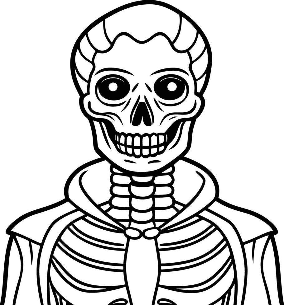 Skeleton halloween coloring pages vector