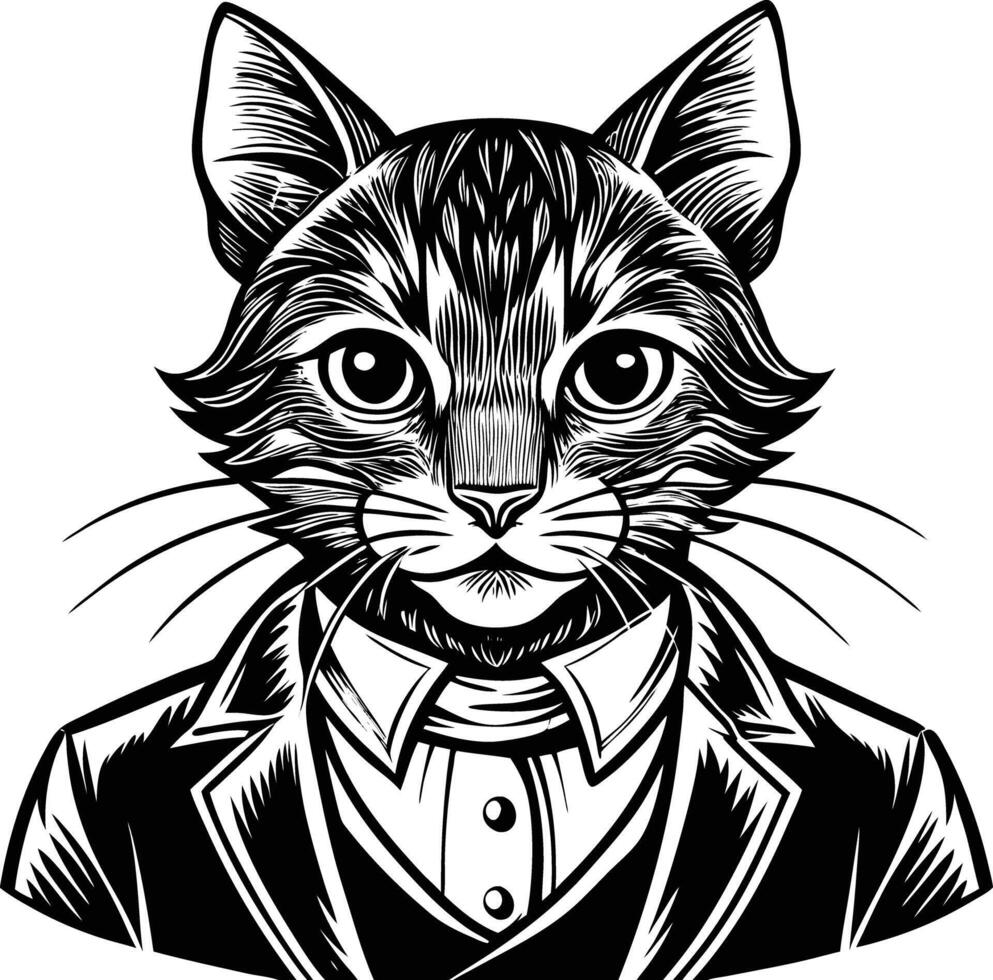 A cat in a suit with a bow tie vector