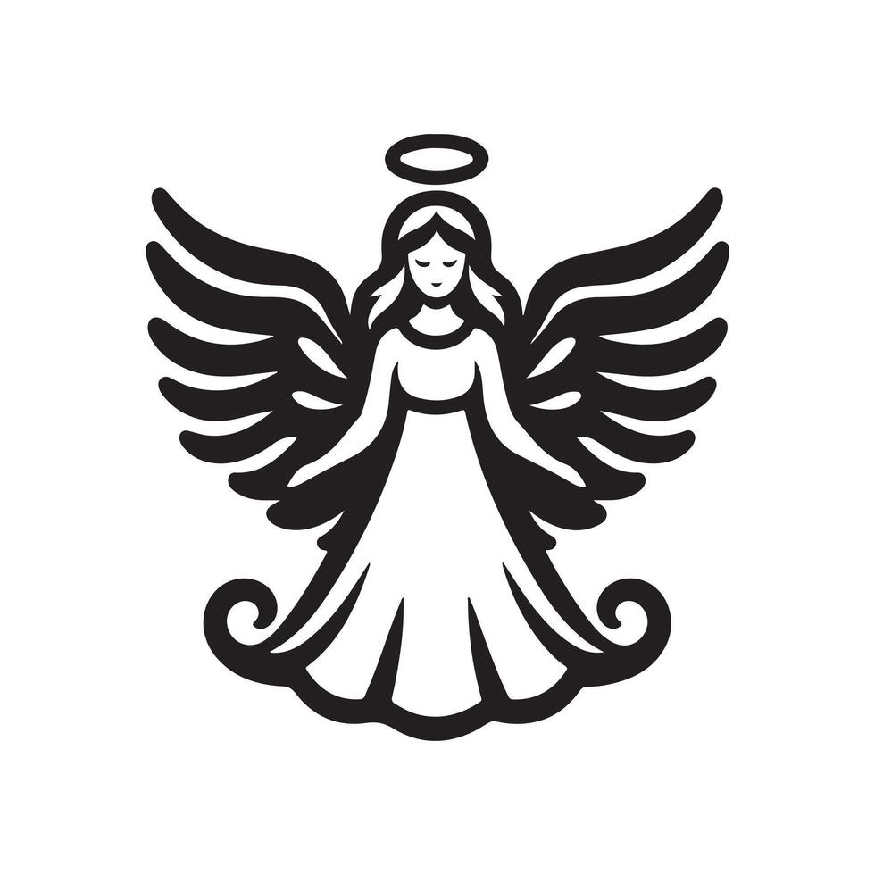 Elegant Angel Silhouette Vectors Illustrations Perfect for Religious and Spiritual Designs