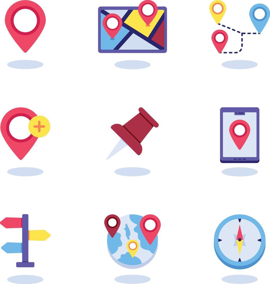 Set of Location Flat Icons Pro vector