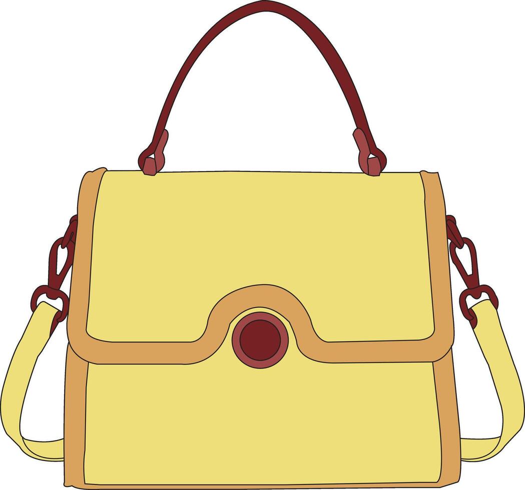 handbag cartoon colorfull, hand bag fashion flat design, handbag hand draw on white background vector