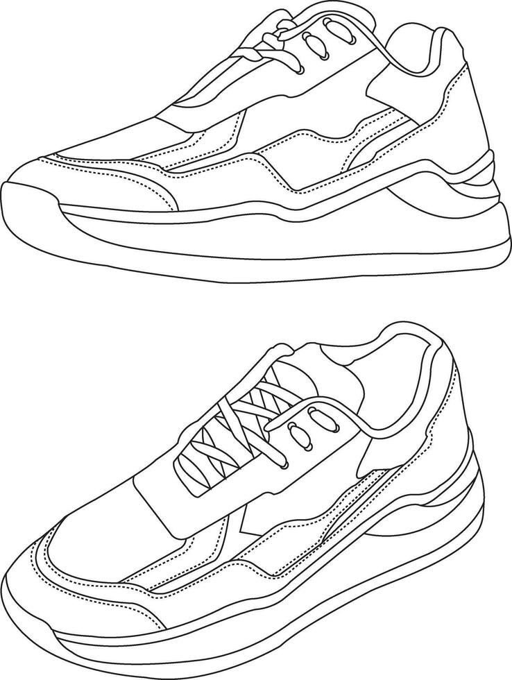 Shoes isolated shoes icon hand draw design, shoes fashion illustration, sneakers illustration set vector