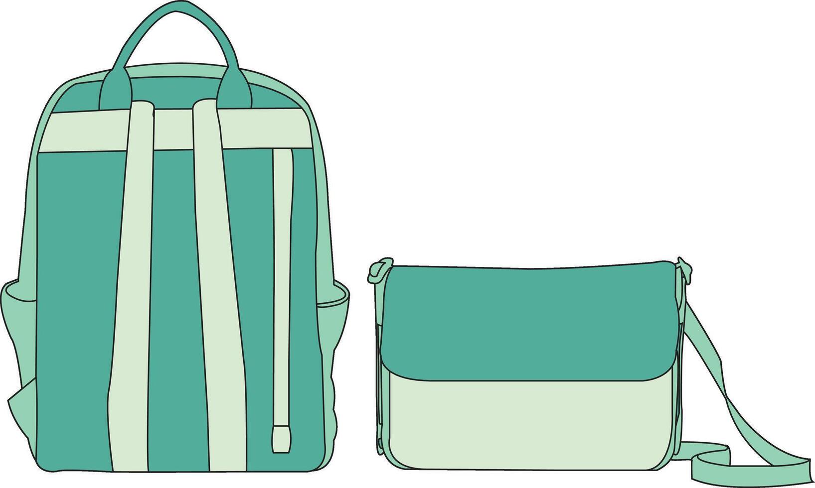 backpack school illustration, cartoon backpack isolated, sling bag flat, sling bag cartoon vector