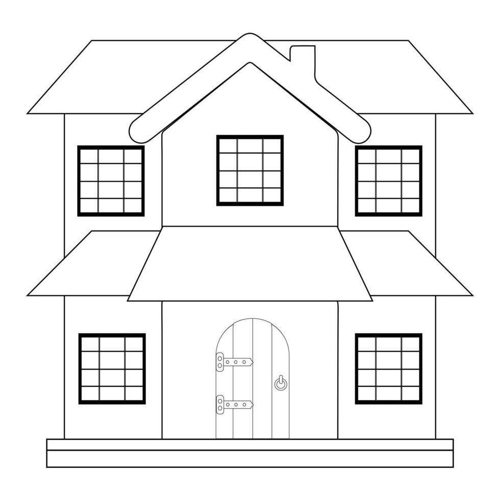 Black and White House Layout Illustration, House Icon with Editable Stroke and Pixel Perfect. Minimalist black house icon, Collection home sign, flat style houses in outline and line design vector