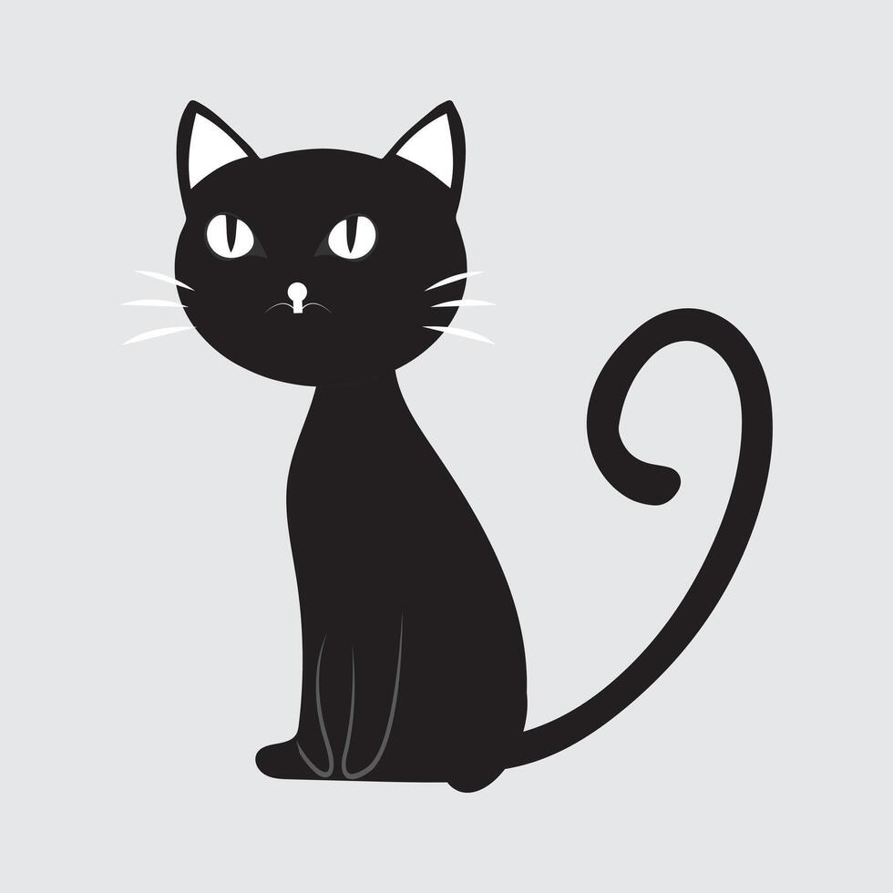 Black Cat icon with Whimsical Expression vector