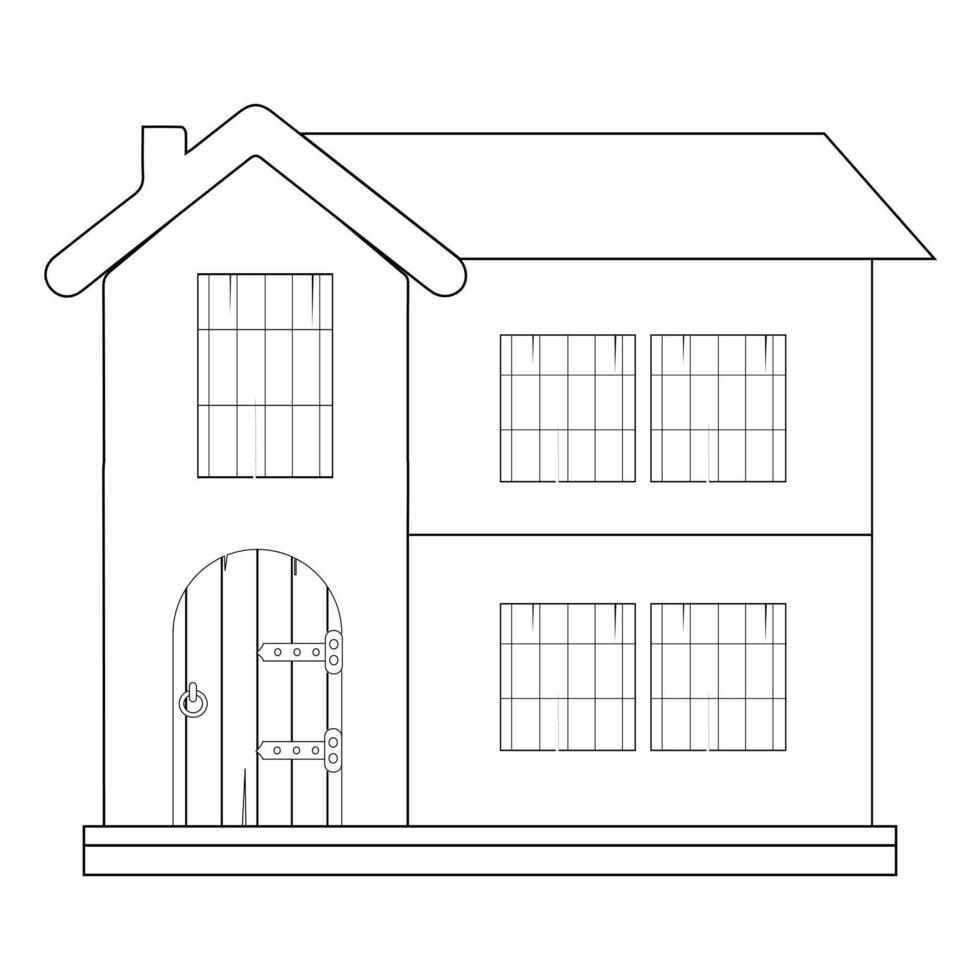 Two-Level House with Chimney and Dormer, illustration of house icon. eps 10 vector