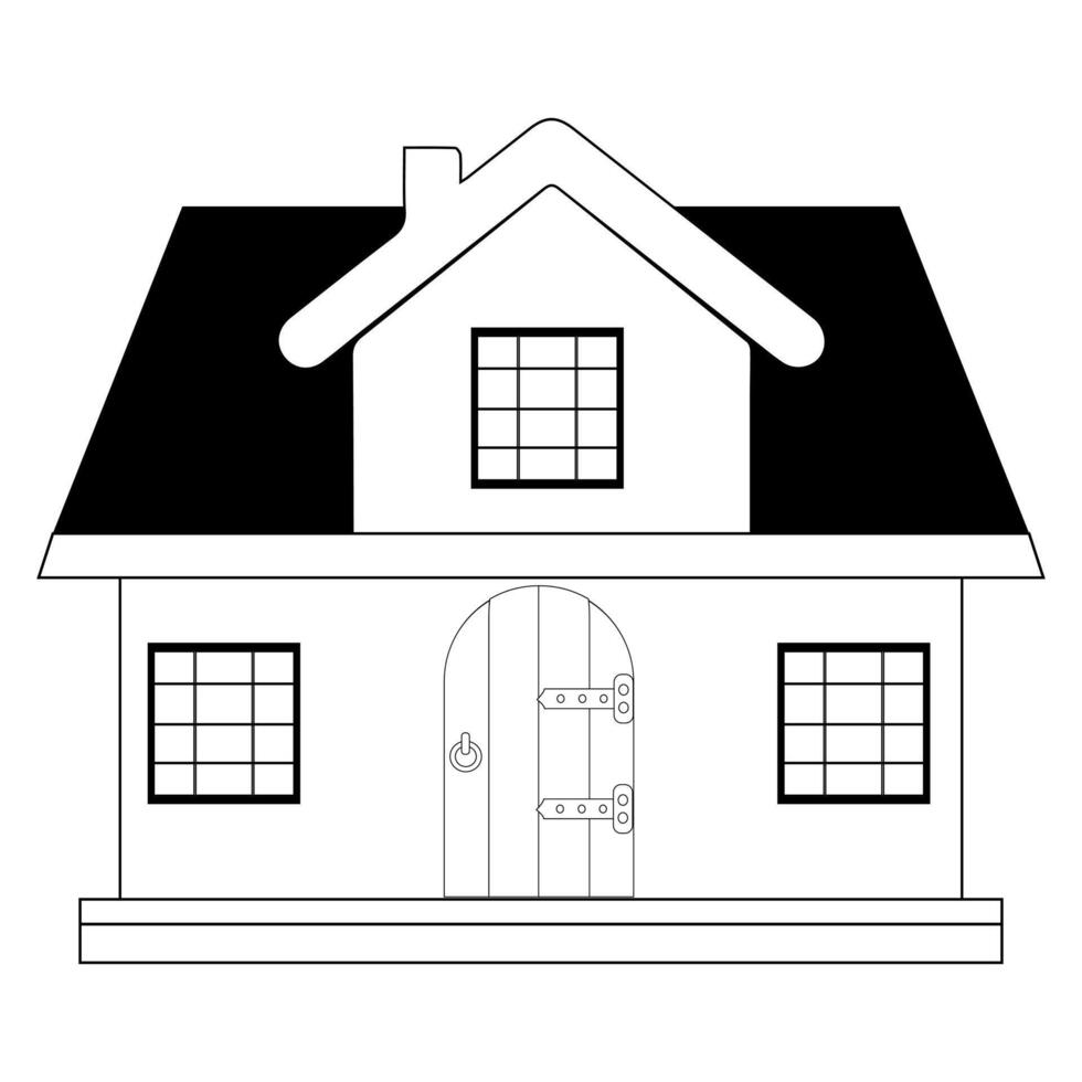 Monochrome House Silhouette Design, House Icon with Editable Stroke and Pixel Perfect. Minimalist black house icon, Collection home sign, flat style houses in outline and line design vector
