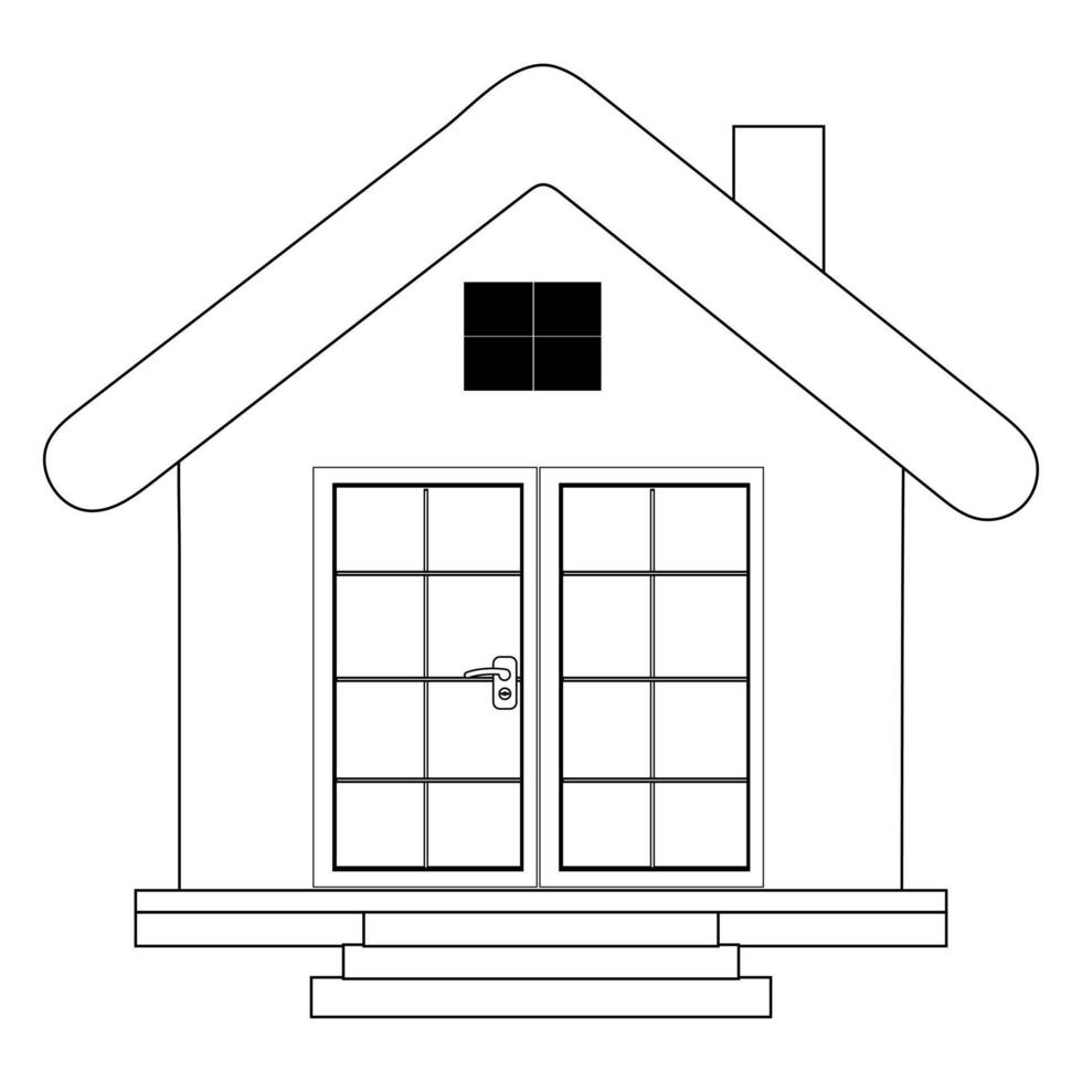 Outline of Modern Family Home, House Icon with Editable Stroke and Pixel Perfect. Minimalist black house icon, Collection home sign, flat style houses in outline and line design vector