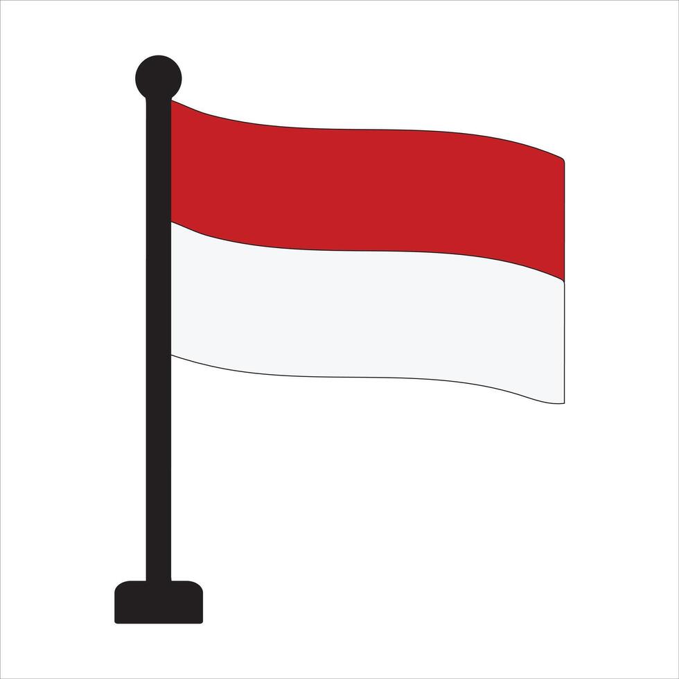 Indonesian Flag with Pole,National Identity, Indonesian Flag illustration vector