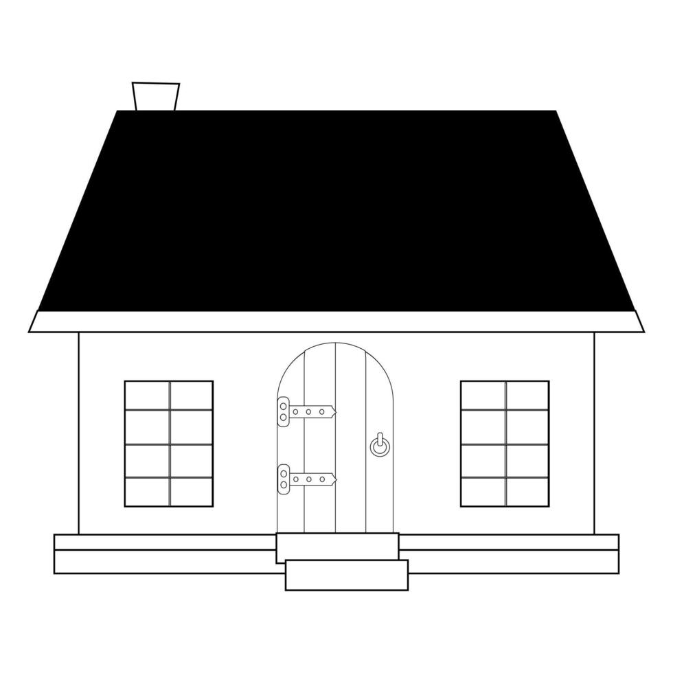 Illustration of a Classic House, Home Icon with Editable Stroke and Pixel Perfect. Minimalist black house icon, Collection home sign, flat style houses in outline and line design vector