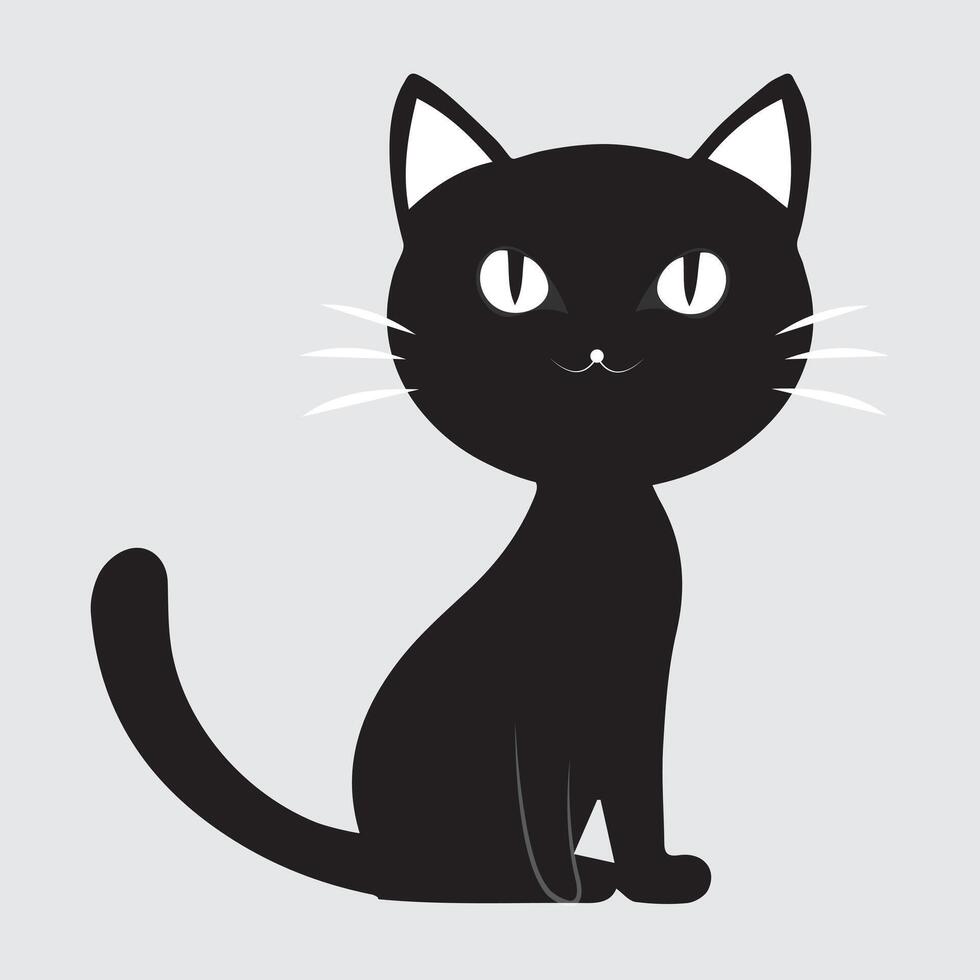 Playful Black Cat Drawing in Minimal Style vector