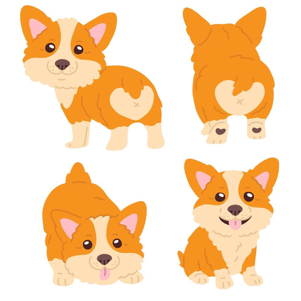 doodle corgi dogs vector