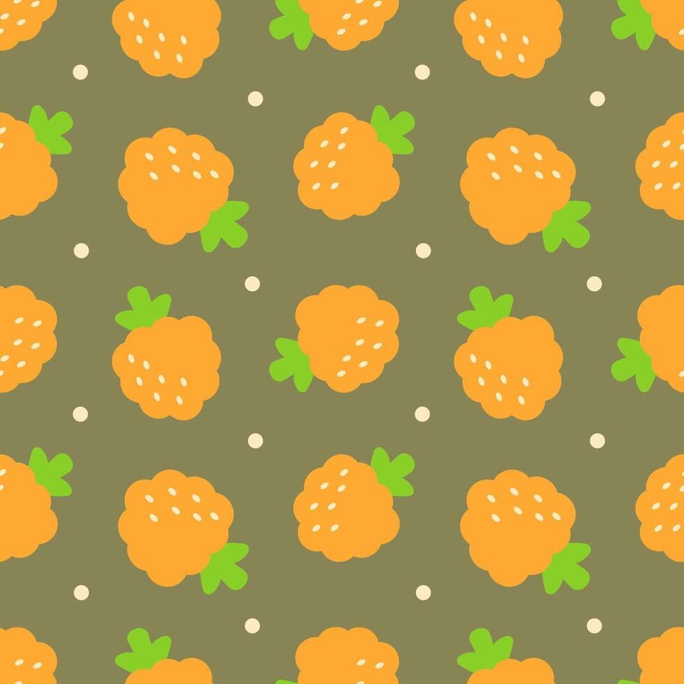 Cloudberry seamless pattern Illustration Design for natural beauty and health. For baby food packaging, banner, wrapping, card, clothes, greeting card, invitation, label vector