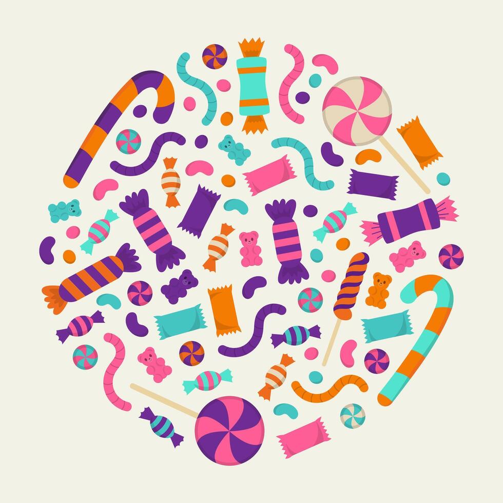 Halloween illustration with sweets and candies vector