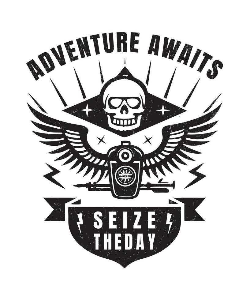 Fully editable EPS 10 Outline of Seize The Day Best One Bike lover T-Shirt Design an image suitable for T-shirts, Mugs, Bags, Poster Cards, and much more. The Package is 4500x5400px vector
