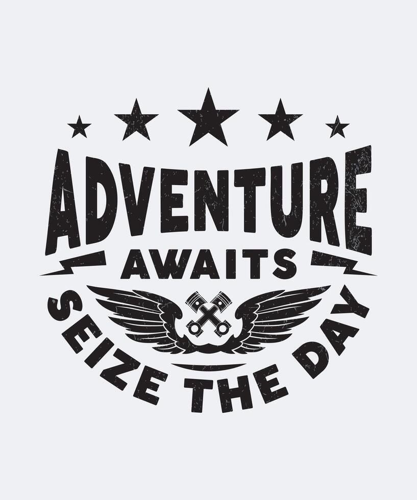 Fully editable EPS 10 Outline of Seize The Day Bike Lover Biker T Shirt Design an image suitable for T-shirts, Mugs, Bags, Poster Cards, and much more. The Package is 4500x5400px vector