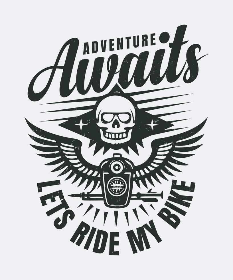 Fully editable EPS 10 Outline of Let's Ride My Biker T Shirt Design an image suitable for T-shirts, Mugs, Bags, Poster Cards, and much more. The Package is 4500x5400px vector