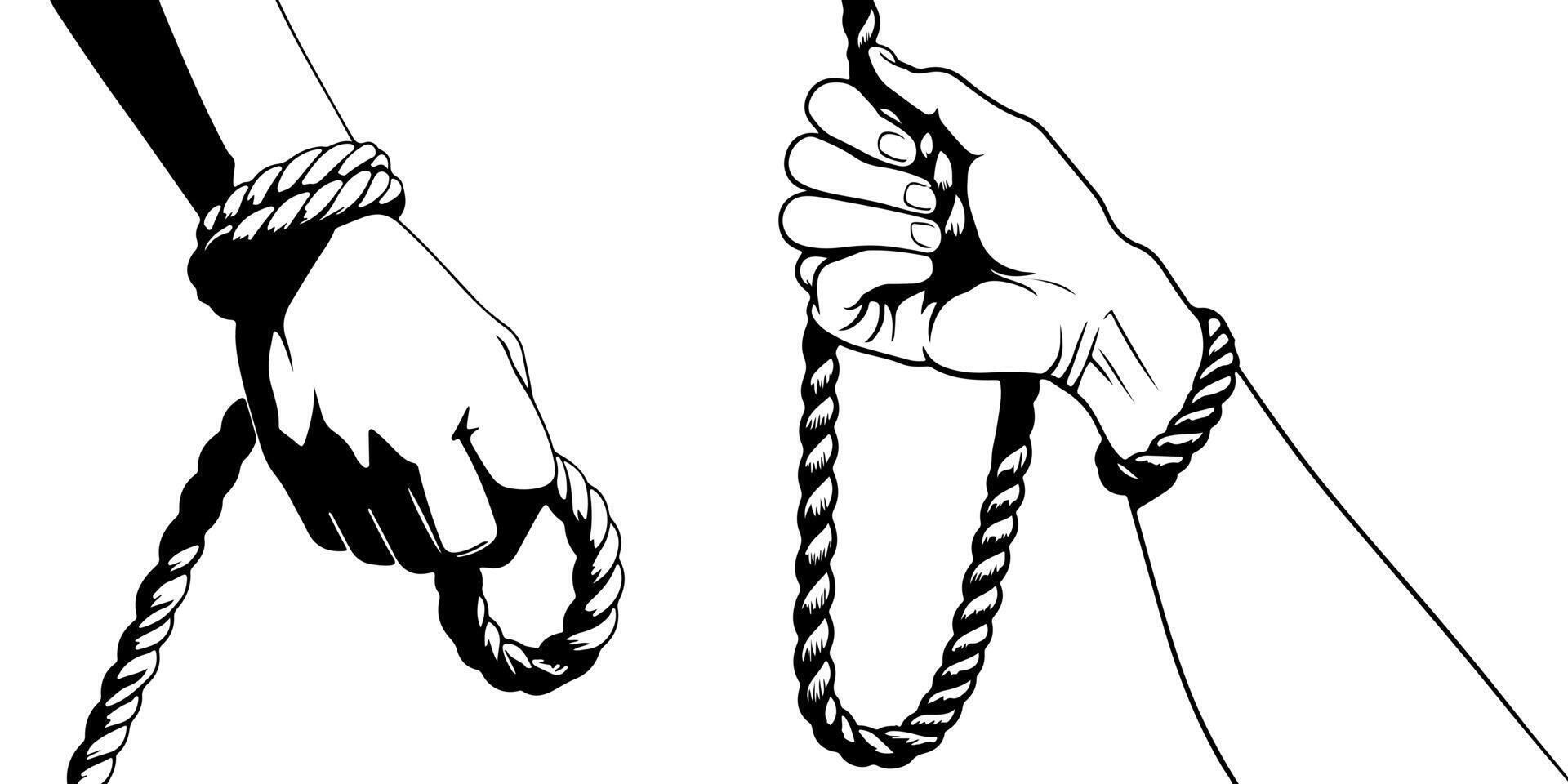 Sketch of a Hand Gripping a Rope vector