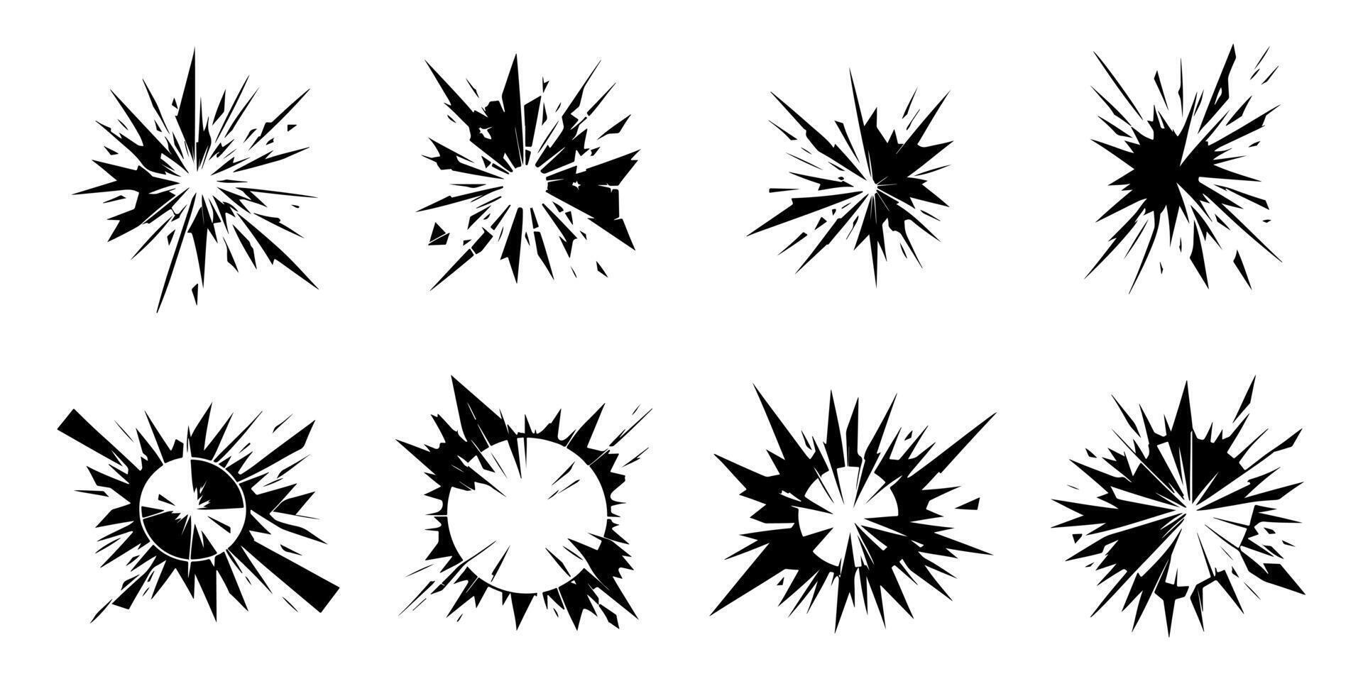 Set of Black Broken Mirror Illustration vector