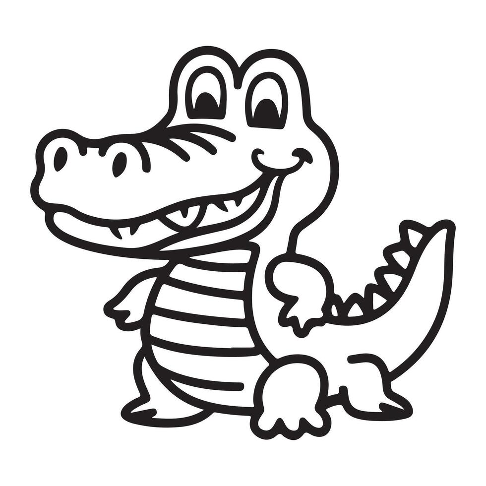 Funny Crocodile Character Coloring Activity for Children vector