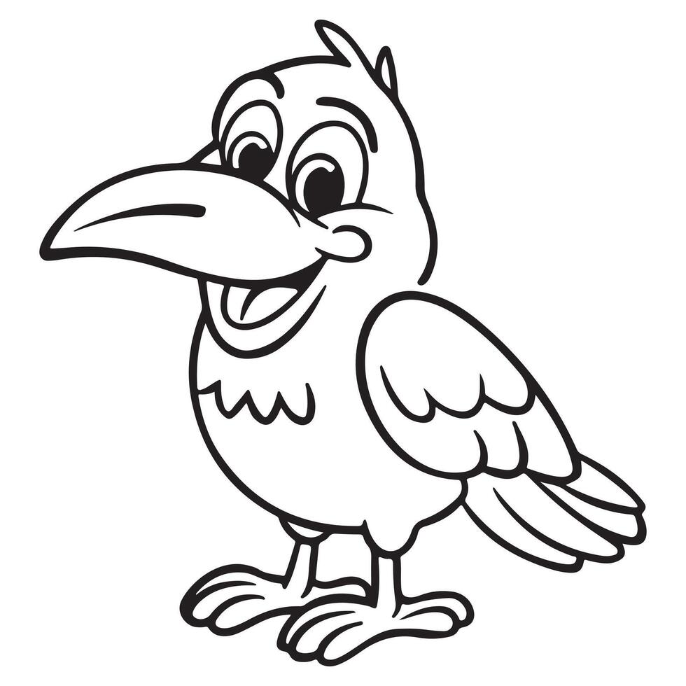 Funny Crow Face Coloring Book Page for Kids vector